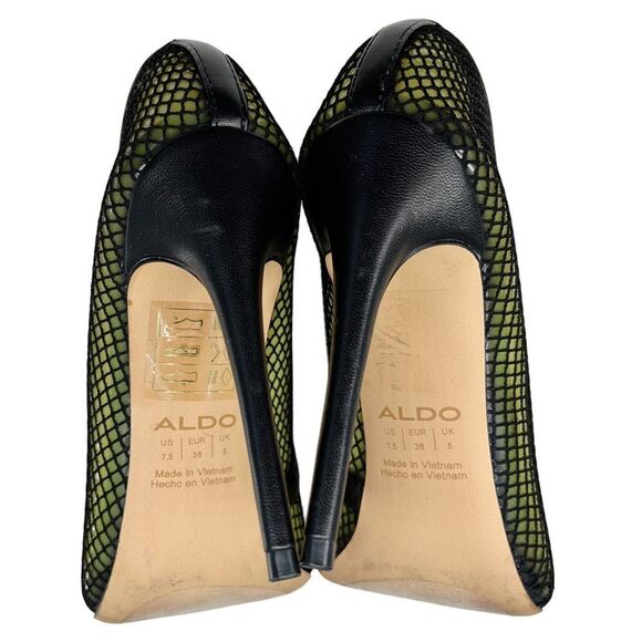 Aldo Horelia Mesh Almond Pointed Toe Pump Heels Light Yellow Size 7.5 - Picture 7 of 13